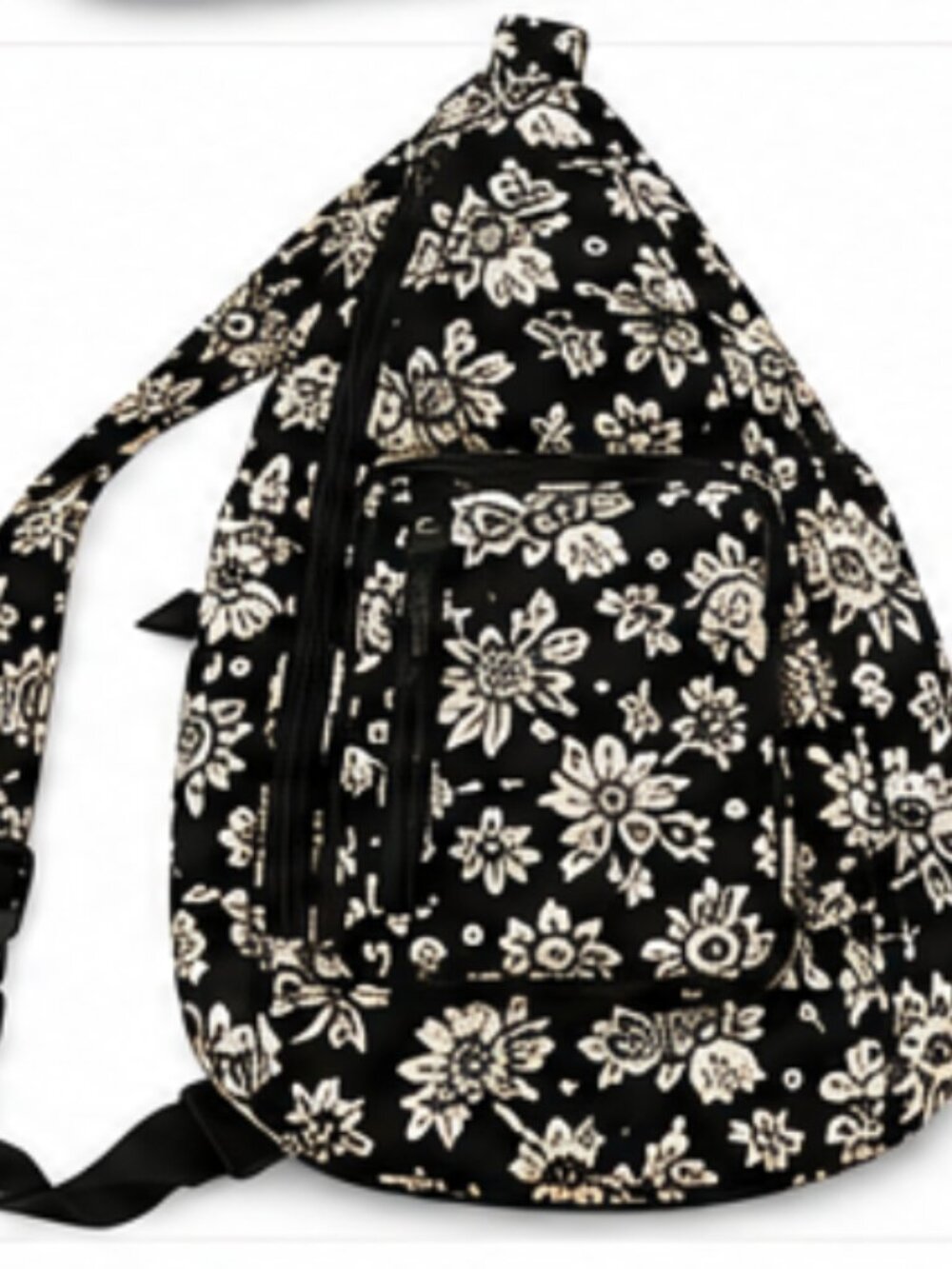 Vera Bradley Lighten Up Sling Backpack Holland Bouquet Black Floral Retired